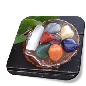 Kit Pedras Dos 7 Chakras Semi Preciosas Com Suporte Vidro