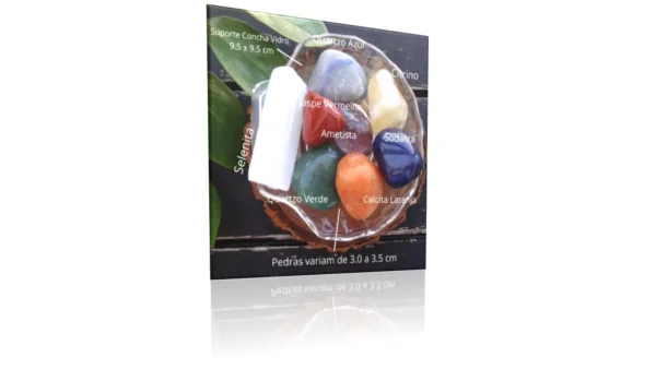 Kit Pedras Dos 7 Chakras Semi Preciosas Com Suporte Vidro