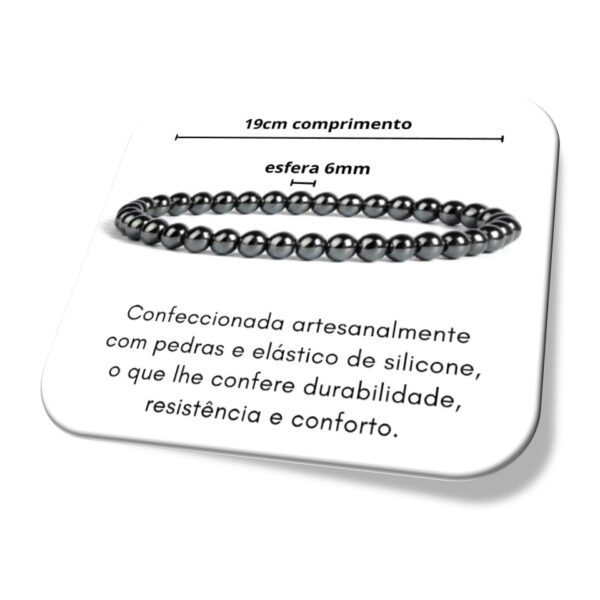 Pulseira Hematita Imantada Bolinhas 6mm medidas Requinte 19cm i25 de Março