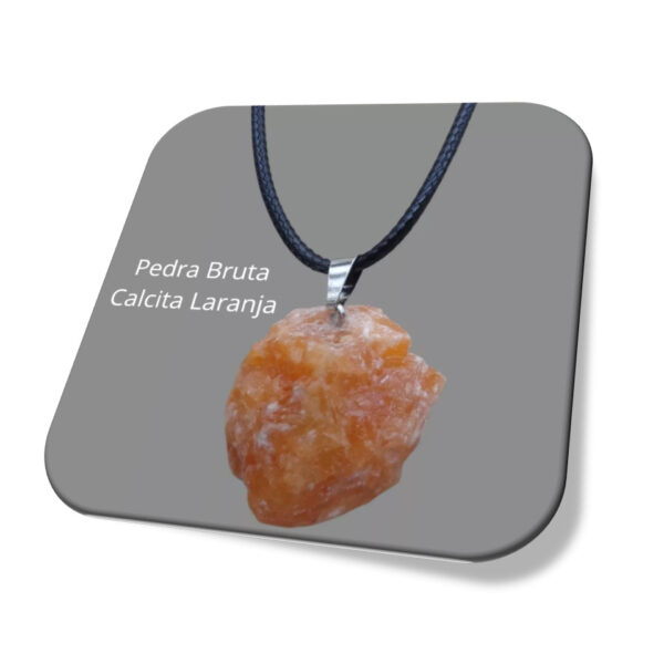 Colar Pingente De Pedra Natural Bruta Calcita Laranja 16 Opções de Pedras