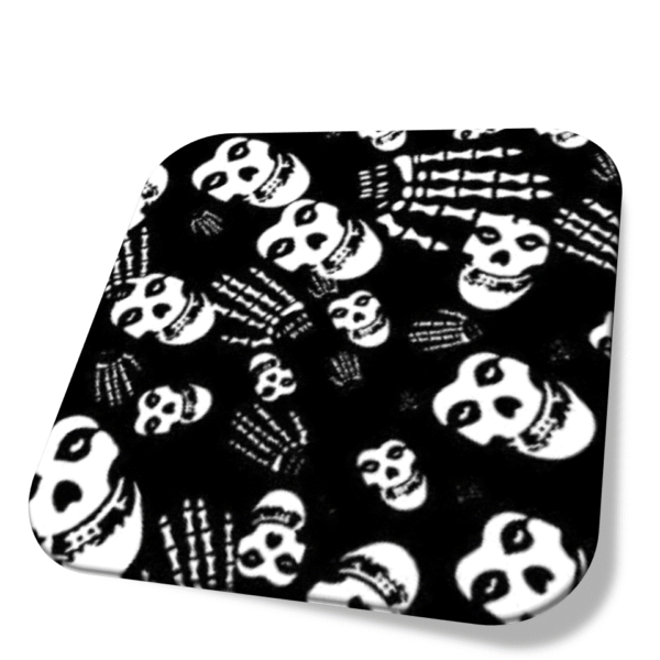 Bandana Lenço Preta e Branca Estampa Caveira detalhe Ciclista Rock Motoqueiro Pirata 100% Algodão 55x55