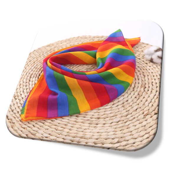 Bandana Listrada Arco Iris Ambiente Quadrada Para Festas E Eventos 100% Algodão 55x55