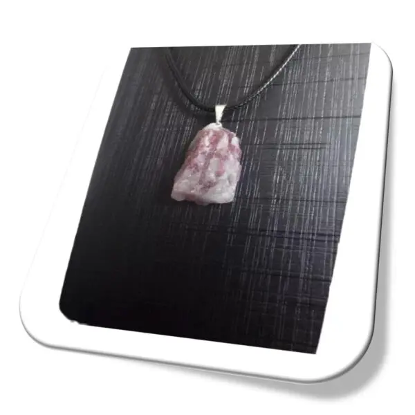 Colar Turmalina Rosa pingente Pedra Natural Bruta Pingente Proteção