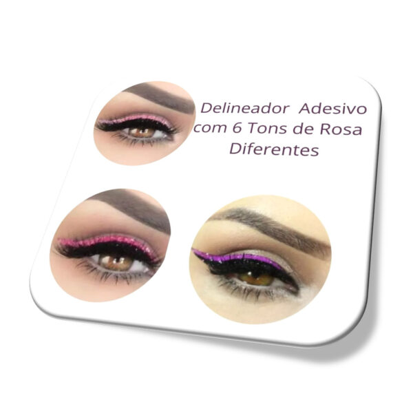 Delineador Adesivo Tons De Rosa Olhos Prático Rápido Reutilizável 6P