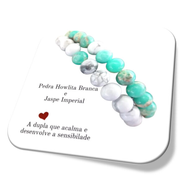 Kit 2 Pulseiras Casal Namoro Amizade Jaspe combo Imperial E Howlita