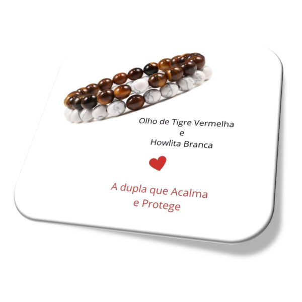 Kit 2 Pulseiras Compromisso Namorados detalhes Amizade Howlita Tigre