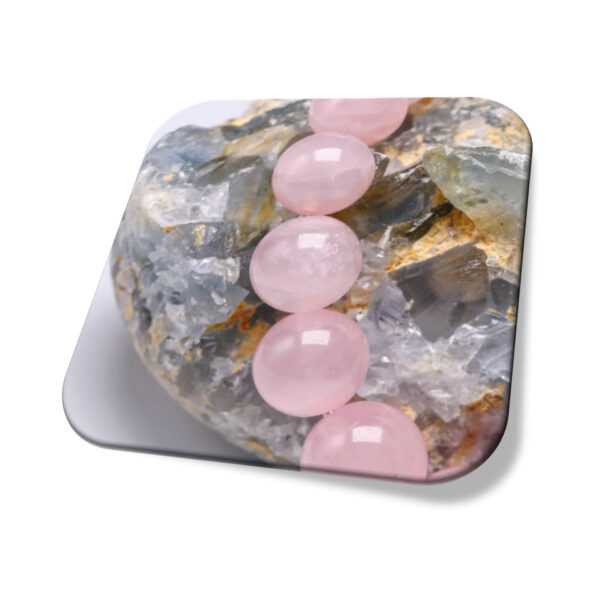 Kit De Pulseiras Quartzo Rosa E Quarzo Rosa detalhe 3 peças Pedras Naturais