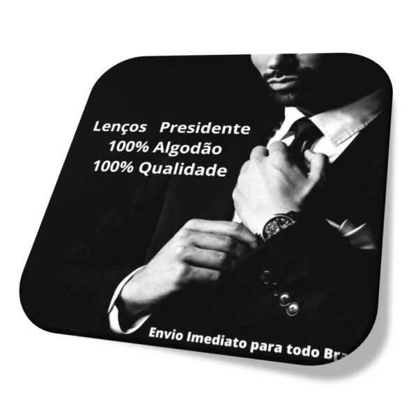 Lenço Branco Masculino Bordado ambiente Tecido 100% Com 3 Unidades