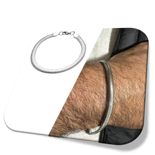 Pulseira De Aço Inoxidável Unissex 316l detalhes Modelo Lacraia Brilho